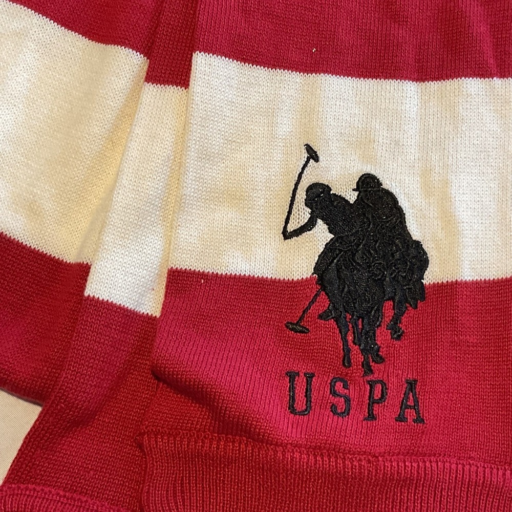 USPA Polo Association Scarf 6" X 73" rectangle Red White New With Tag NWT